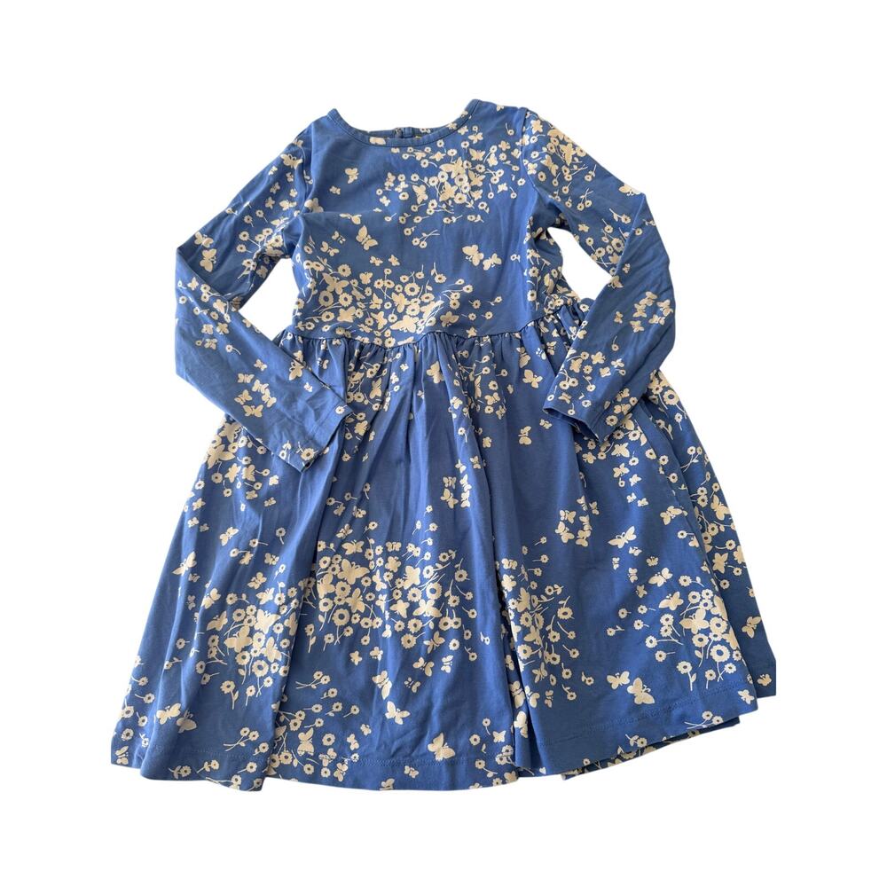 Mini Boden Girls Long Sleeve Floral Jersey Dress 6/7 Blue - Picture 2 of 8